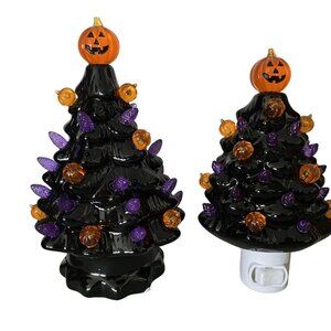 Light Up 7.5" Halloween Tree & 5.5" Halloween Nightlight NIB